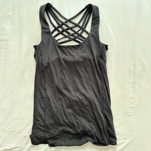 Lululemon strappy back tank with built in bra Heathered black stripes